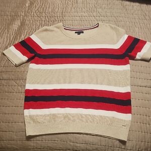 Tommy Hilfiger Short-Sleeve Crewneck Sweater - Beige, Red, Navy, White